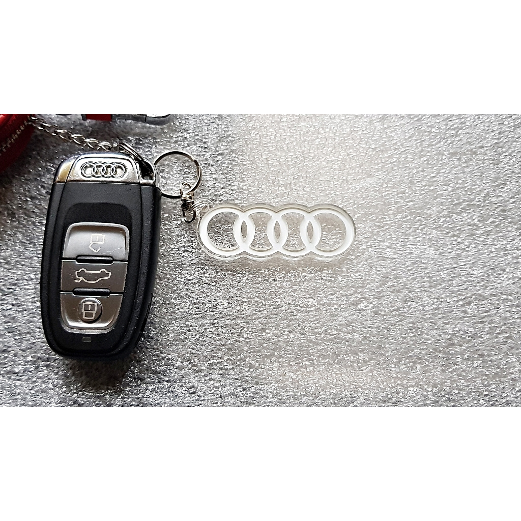 Audi Rings Keyring (White) - Glass - Torque Partz