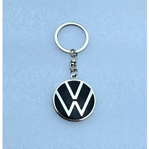 Volkswagen Keyring - (round, black) (New Logo)